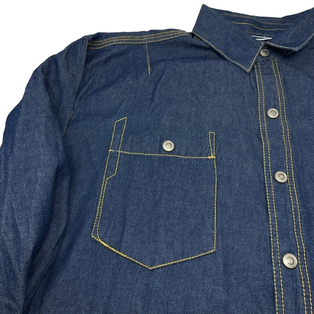 ROCAWEAR Vintage Mens Blue Denim‎ Button Up Jacket Trucker Hip Hop Y2K 3XL